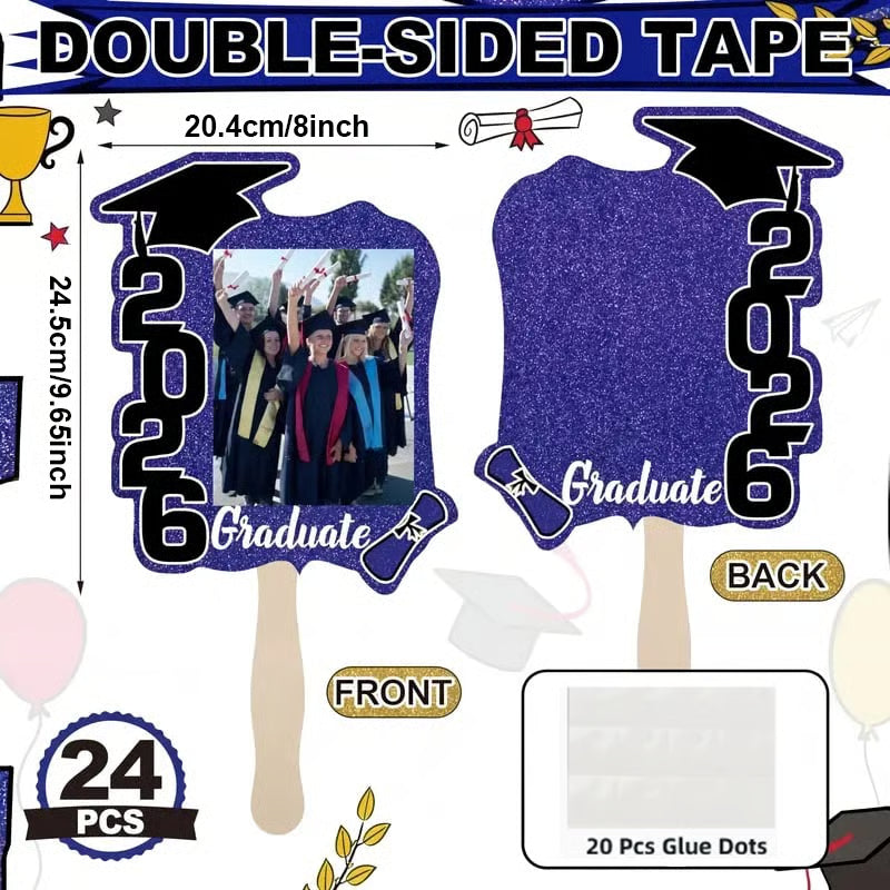 🔥Last Day 49% OFF - 🎓Class of 2026 Graduation Fan Set — Double-Sided Photo Props with Handles