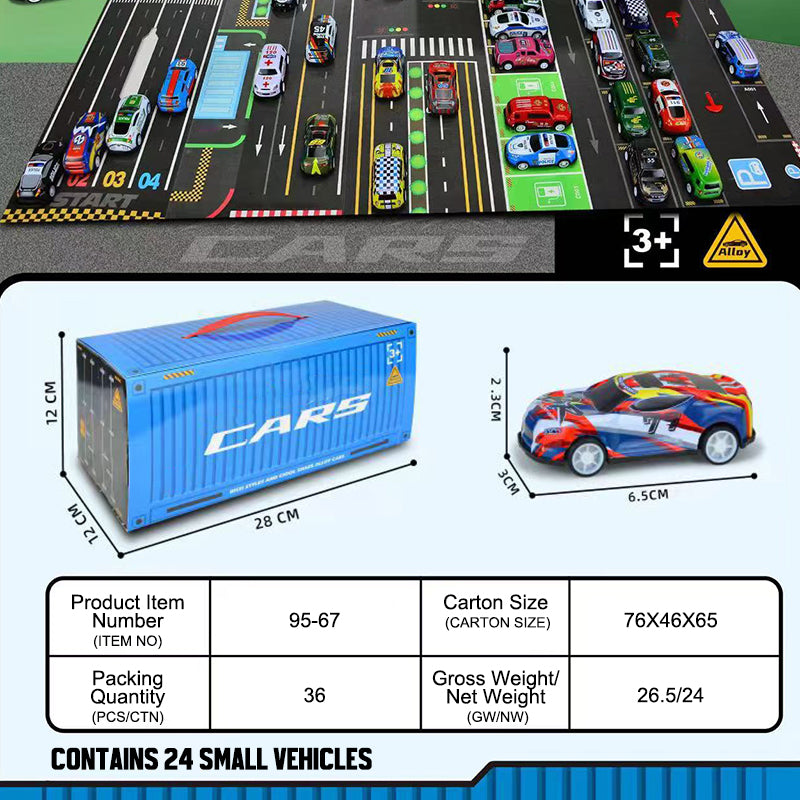 Zestaw upominkowy z mini kontenerem z funkcją pullback do samochodu 🚗🎁