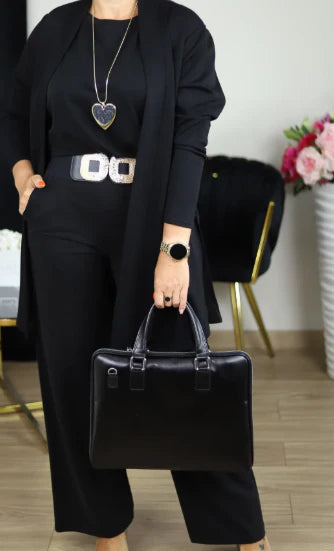 Elegant Longline Cardigan & Top & Pants 3-Pieces Set