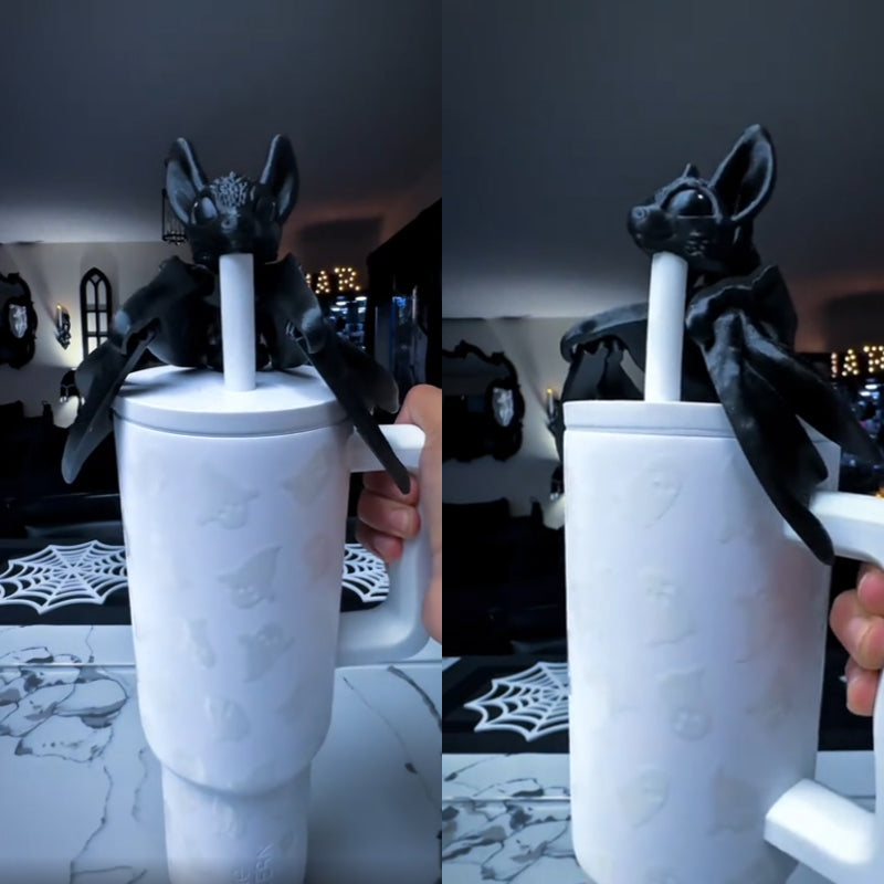 🦇 Spooky-Cute Bat Straw Topper