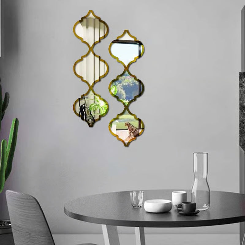 ⏰12PCS 3D Acrylic Mirror Rhombus Wall Stickers
