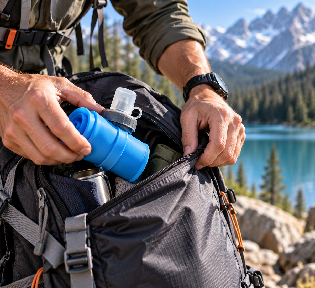Silent Collapsible Hunting Water Bottle – 500ML Soft Flask for Outdoor Adventure