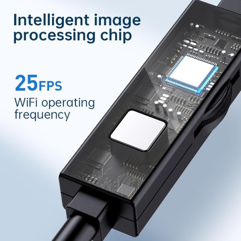 16.4ft Endoscope Camera with Light for iPhone and Android, 480P HD IP67 Waterproof Borescope with 8 Adjustable LED Lights, Semi-Rigid Snake Camera, 8mm Black, Diagnostic Tool