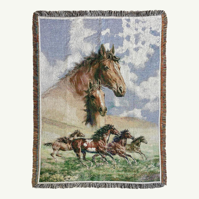 🐎 Spirit of the Wild: Artisan Horse Tapestry Blanket