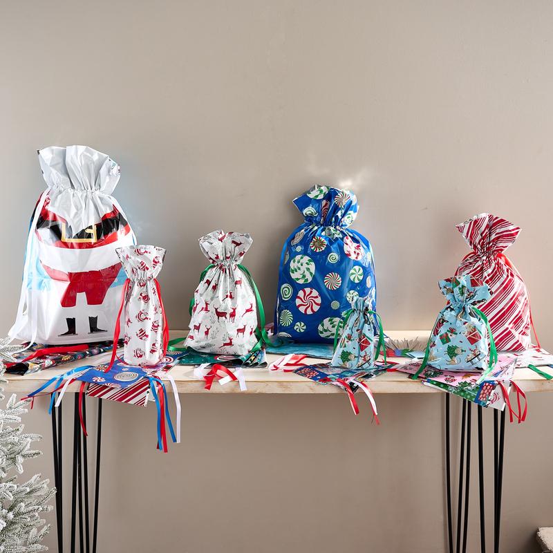 Christmas gift bags with drawstrings