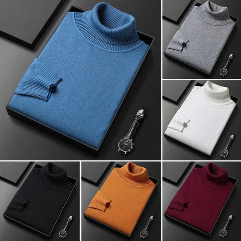 Men's solid color turtleneck sweater