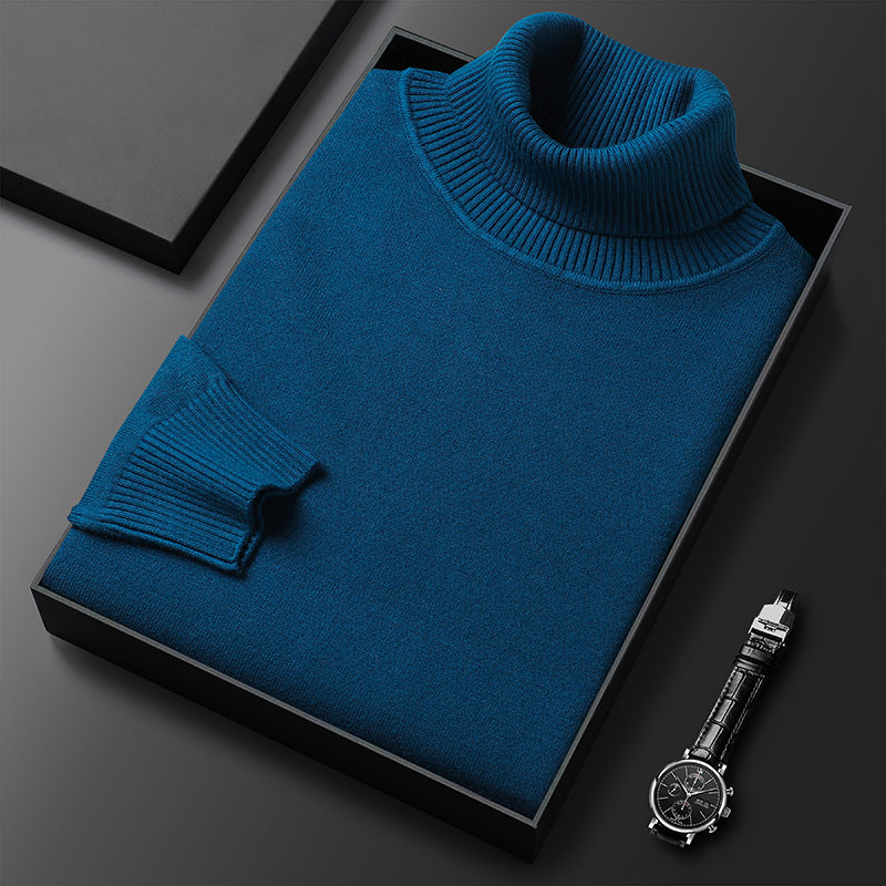 Men's solid color turtleneck sweater