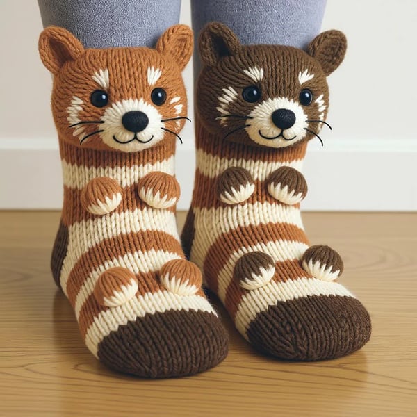 Cozy 3D Knit Animal Socks