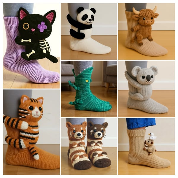 Cozy 3D Knit Animal Socks