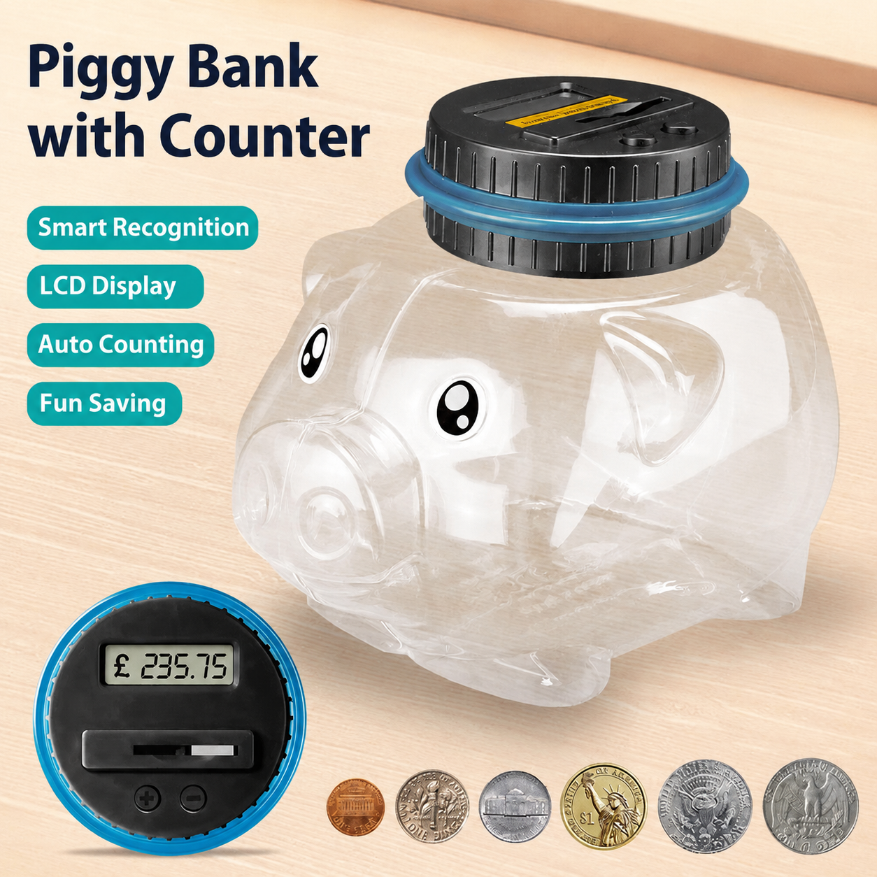 đ° 50% OFF NOW! đŠ Digital Money Box with Auto Coin Counting â Tracks savings & sets targets â Smart & fun way to watch your savings grow âš