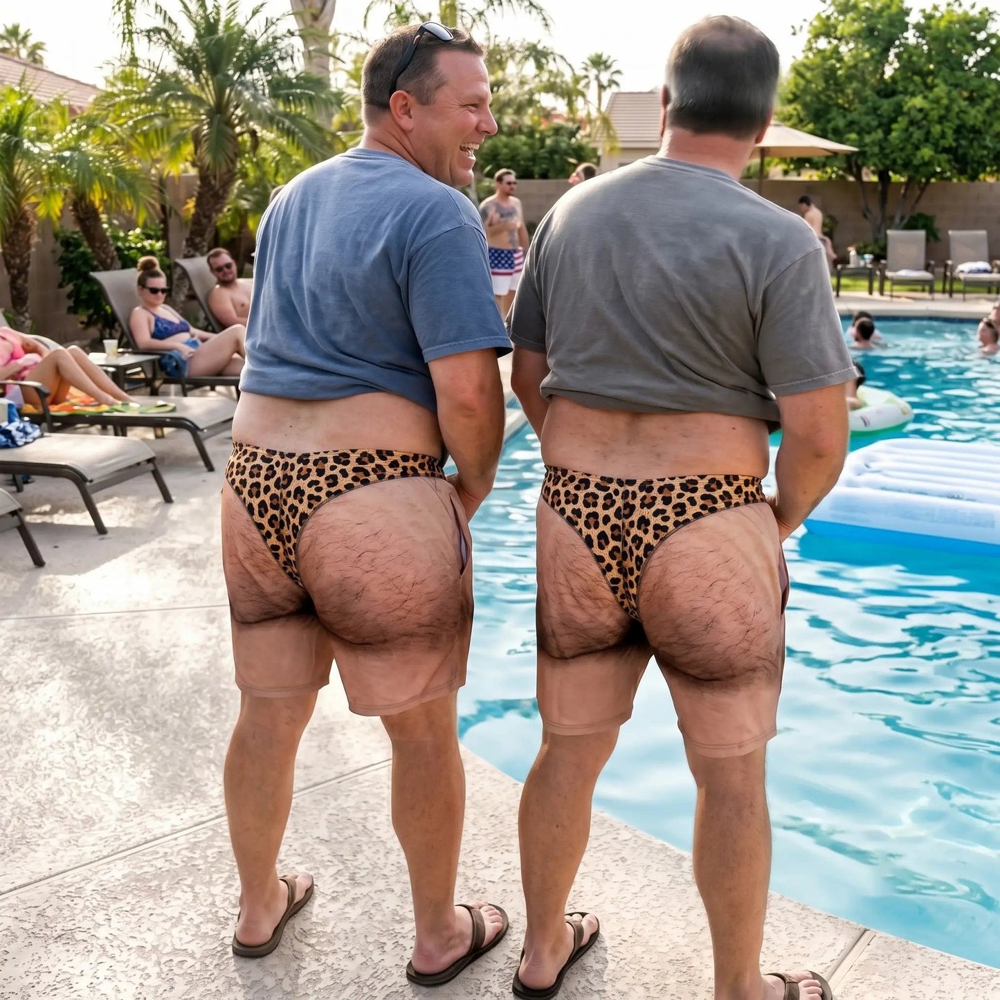 »Cheeky Commando« – fun swim trunks for fun – guaranteed to make people look twice
