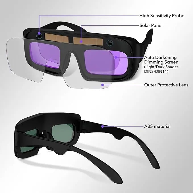 🎁✨Solar Auto-Darkening Welding Goggles – Eye Protection with Smart Light Control