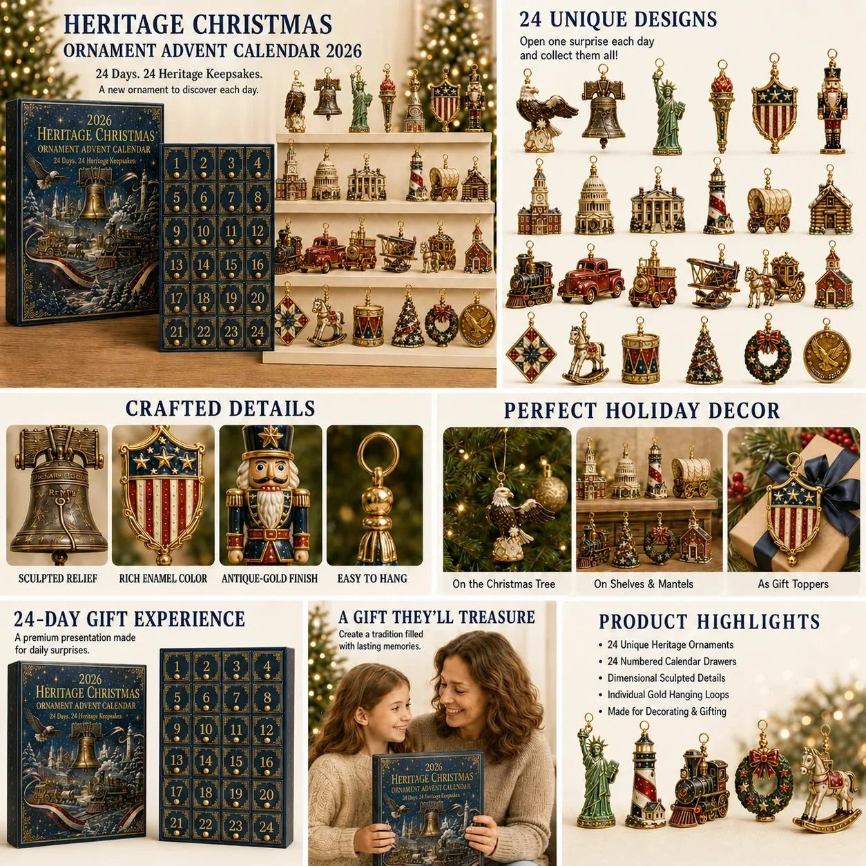 🏛️ 2026 Heritage Christmas Ornament Advent Calendar – 24-Day Keepsake Collection🎄