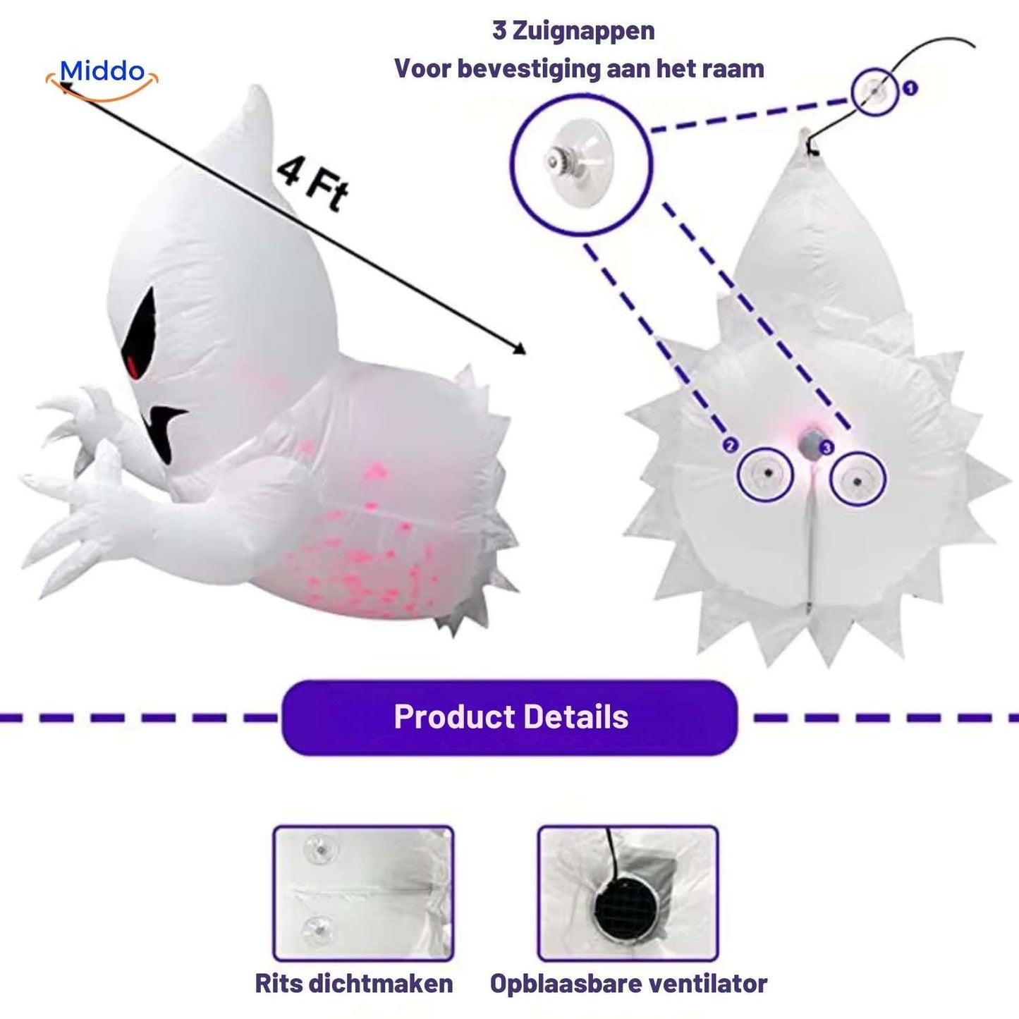 Inflatable Ghost – XL Light-Up Halloween Decoration