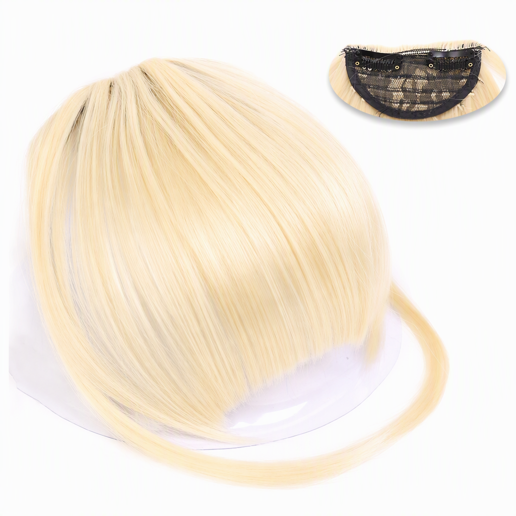 💇♀️ Artificial air-bangs with side sections & hair clip – synthetic front section for women, natural & versatile