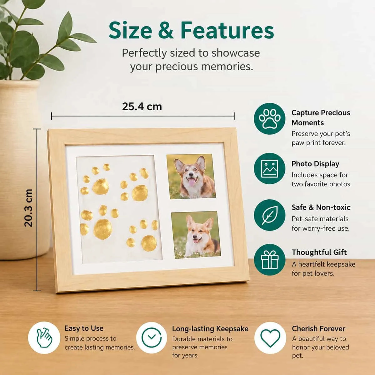 DIY Pet Paw Print Keepsake Frame Kit – Paw Impression & Photo Display