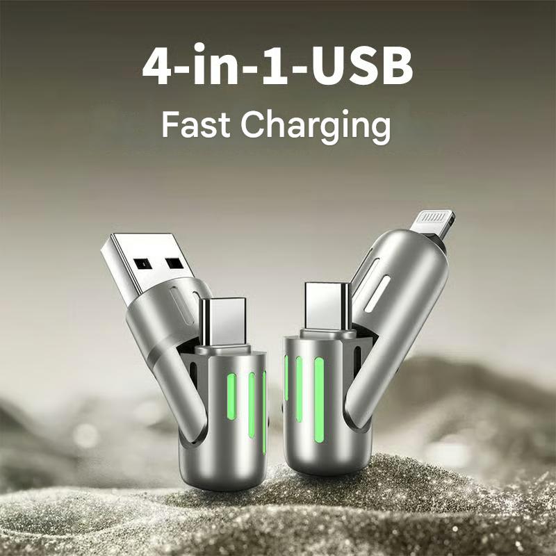 ⏰4-in-1 USB charging cable, fast charging, MAX. 60 W