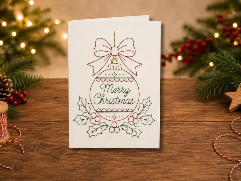 🌲Christmas Hand Embroidery Card DIY Kit | Stitch Your Way Into the Christmas Spirit ✨ 🎁