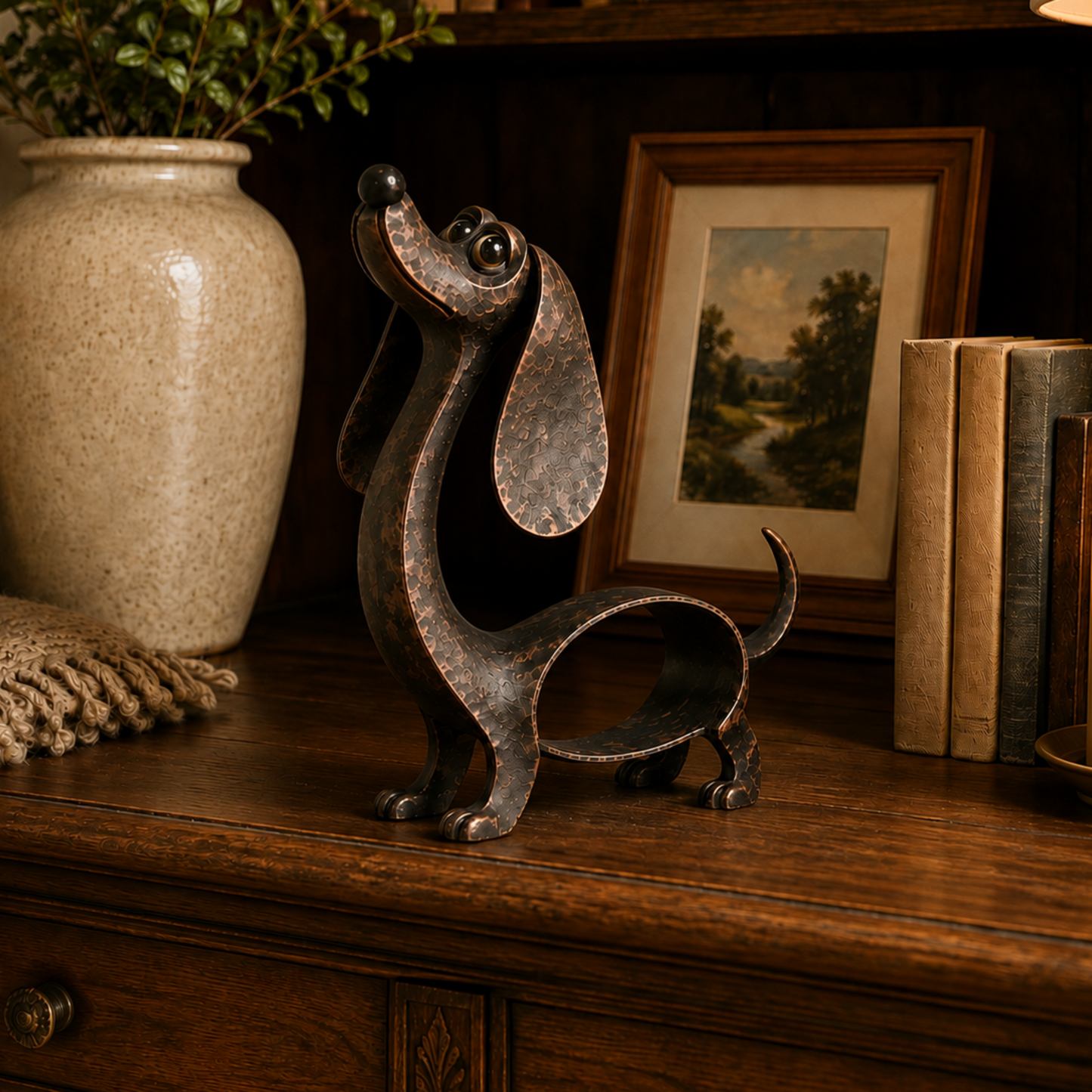 🐶✨Antique Bronze Dachshund Sculpture