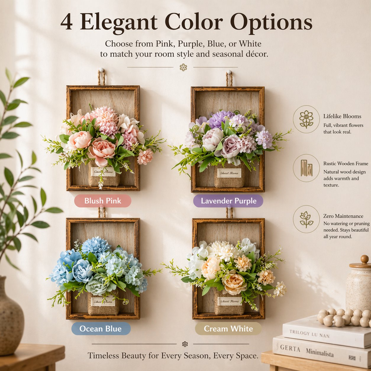 Eternal Bloom: The Rustic Floral Wall Gallery