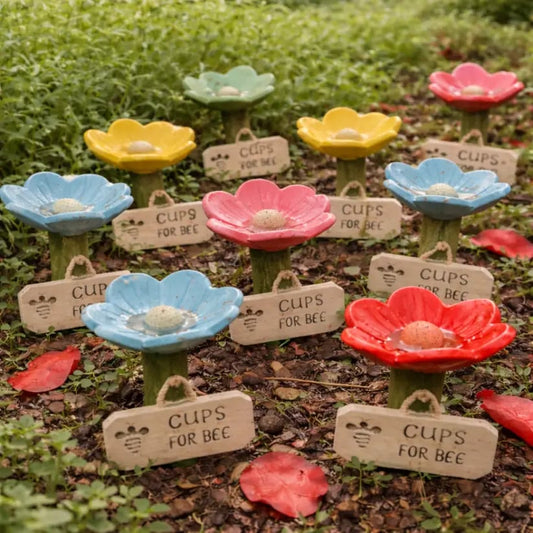 Flower-Shaped Ceramic Bee Watering Station
