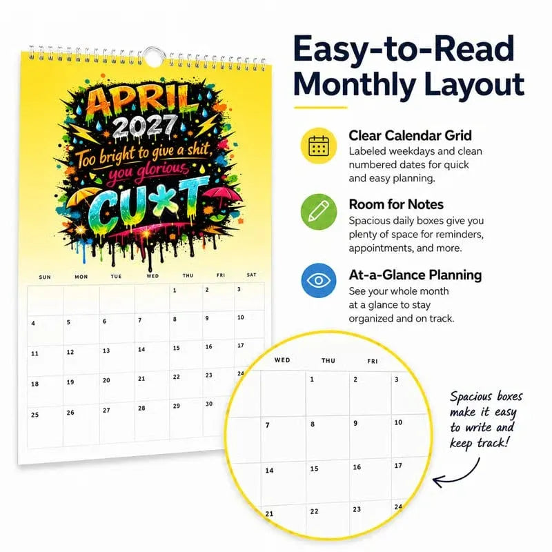 💥Early Bird Sale — 50% OFF🎁2027 Year of the Cunt Wall Calendar – Bold Graffiti Humor Calendar📆🌟