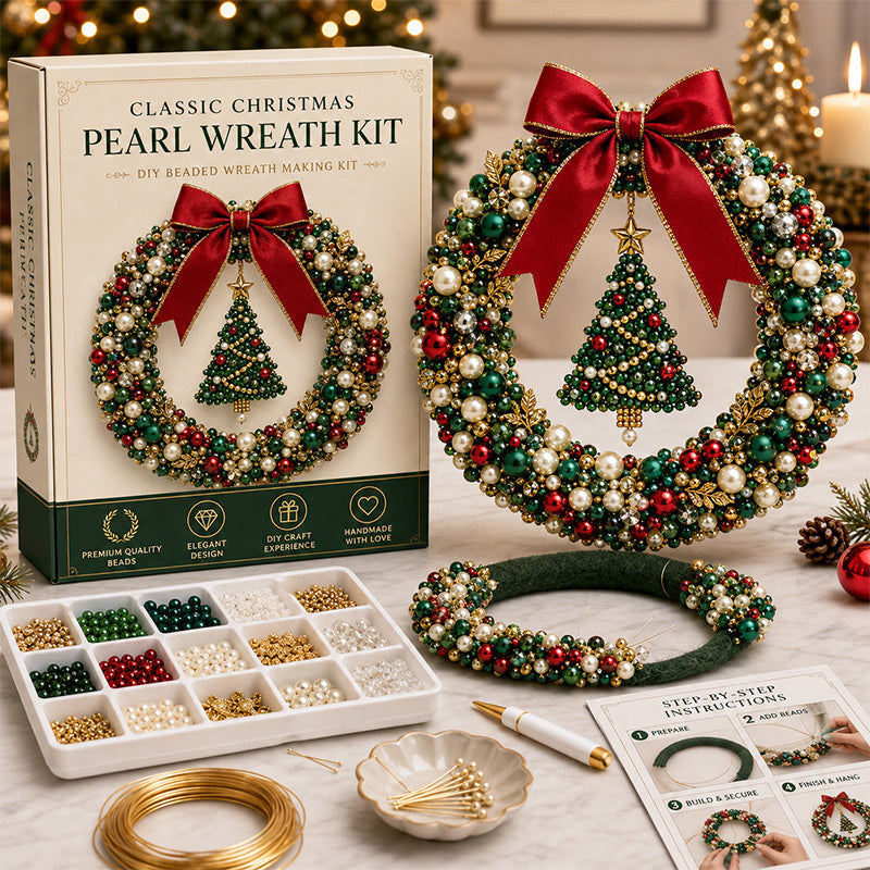🔥Last Day BUY 3 GET 1 FREE⏳ Last Day 49% OFF – 🎄✨ DIY Christmas Pearl Wreath Kit – Handmade Beaded Holiday Door Décor 💎🎀