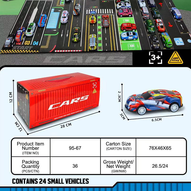 Zestaw upominkowy z mini kontenerem z funkcją pullback do samochodu 🚗🎁