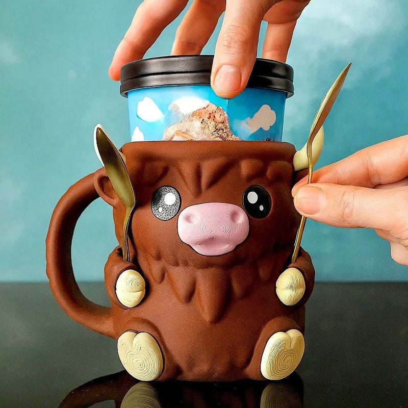Ferdinand Highland Cow Ice Cream Pint Holder