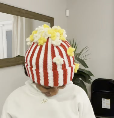 🍿✨Crochet Popcorn Hat: Your New Go-To Cozy Snack Vibe