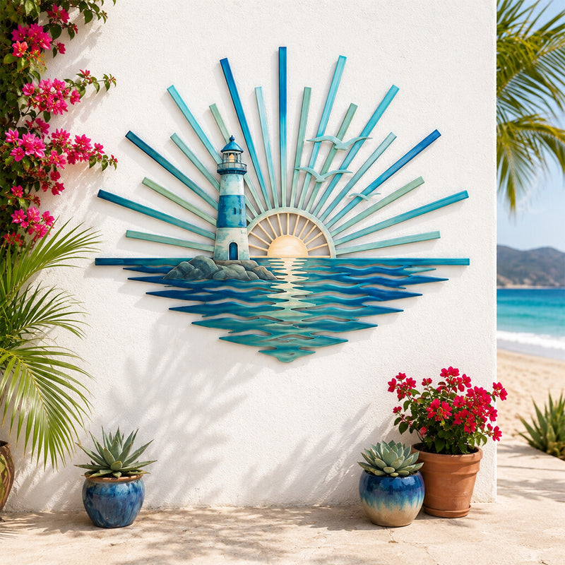 ⏳ Last Day 49% OFF – 🌊 Coastal Sunrise Metal Wall Art🐚