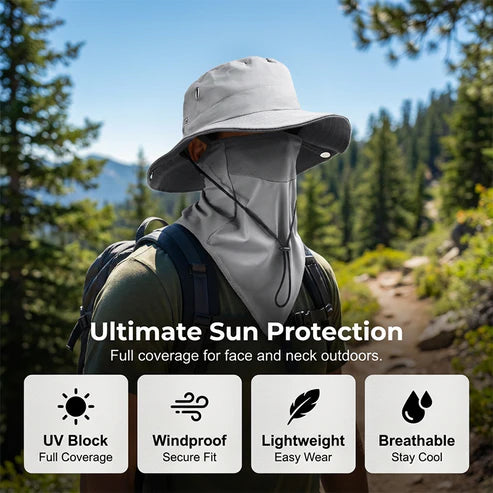 ☀️ Breathable fishing hat with a removable face mask