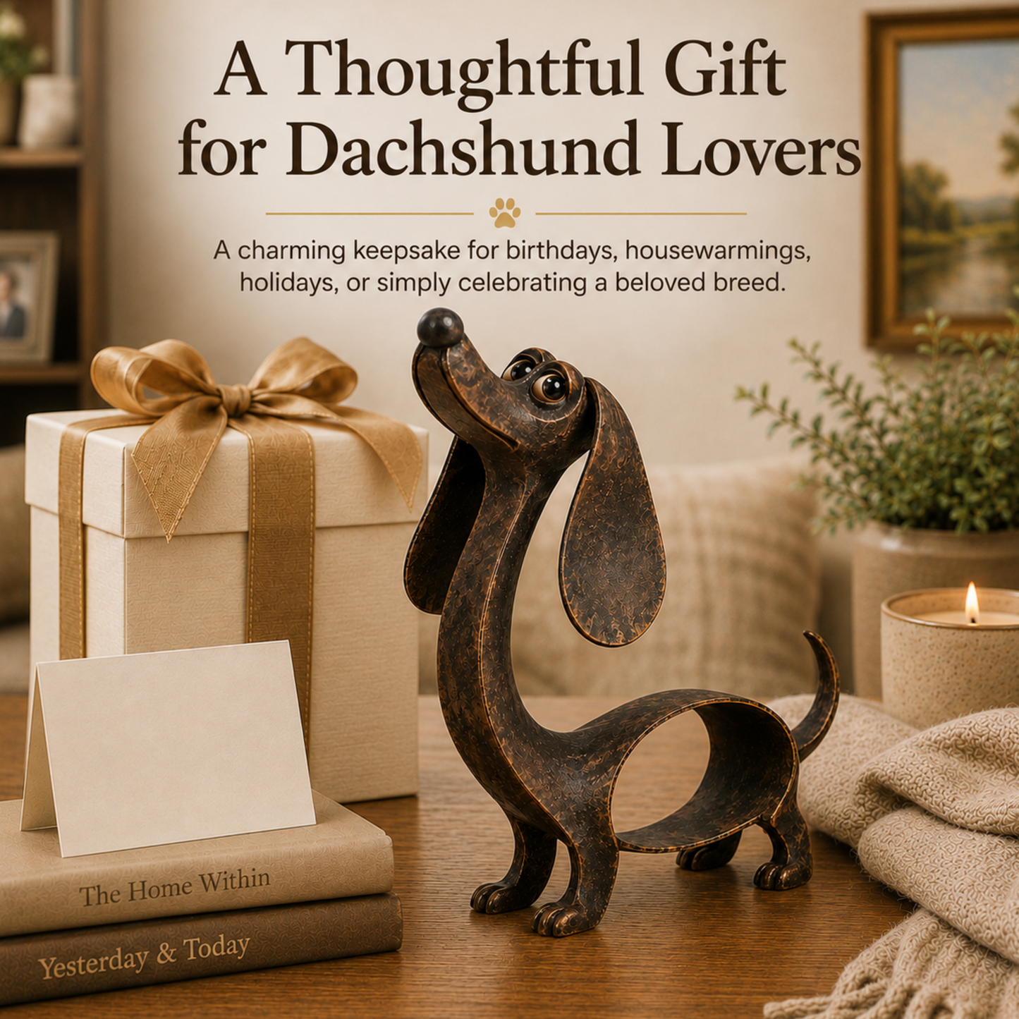 🐶✨Antique Bronze Dachshund Sculpture