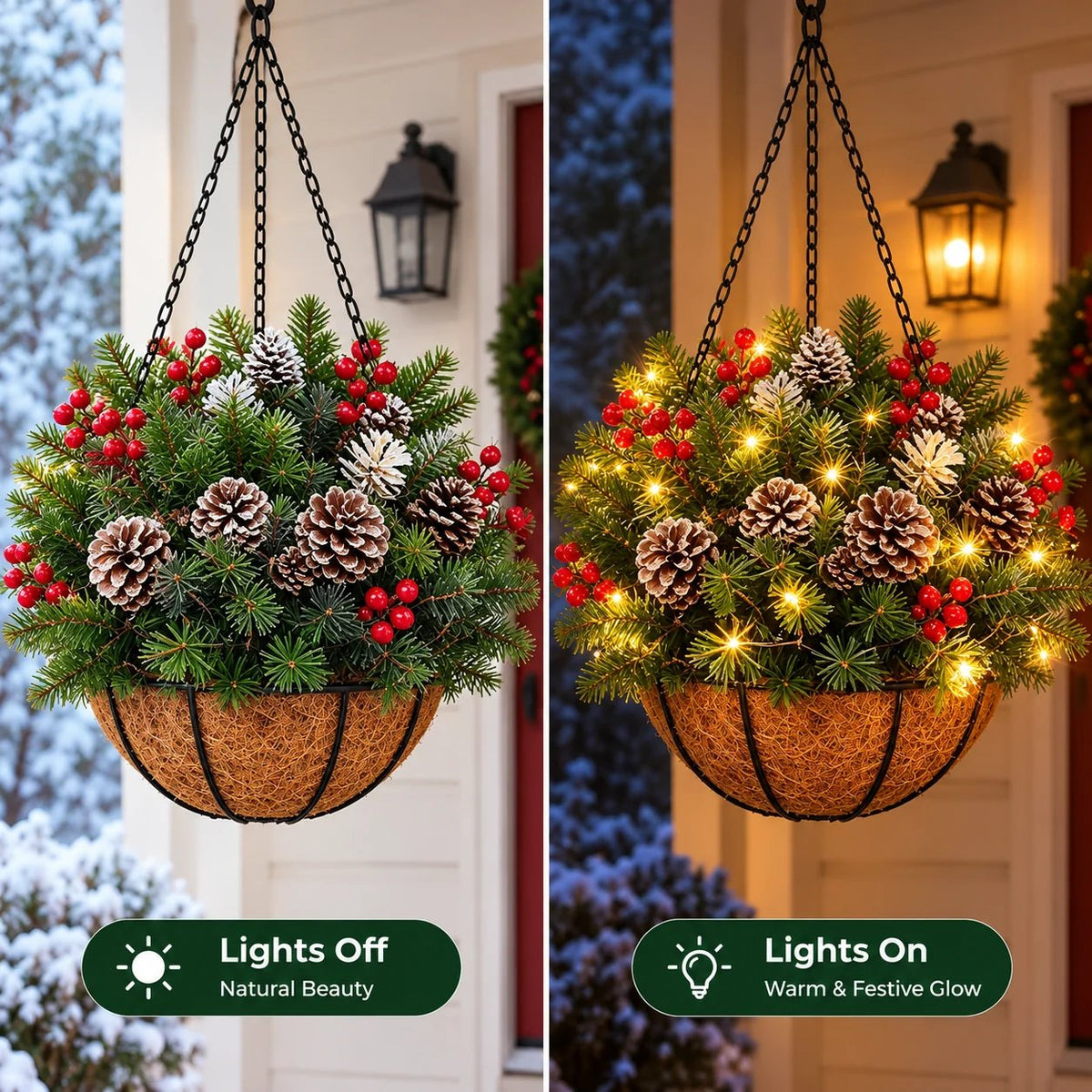 🎄 Last day: 50% OFF🏆Christmas basket with built-in lights |🎄 With built-in lights, weatherproof and maintenance-free