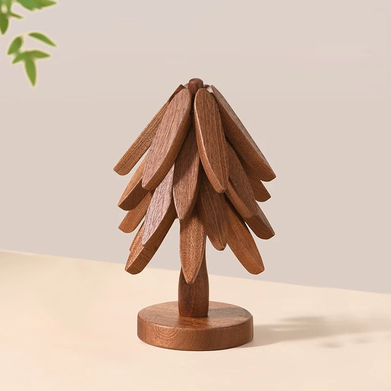 Premium Heat-Resistant Natural Wooden Trivet Set for Hot Dishes