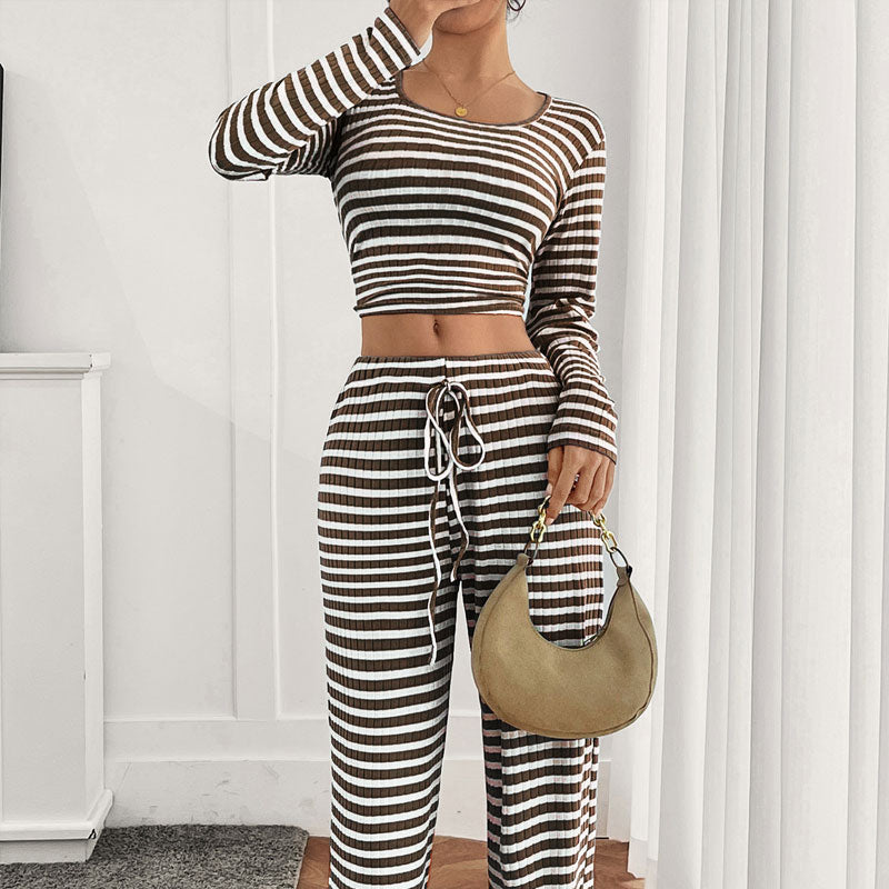 🎀 Striped Knit Slim Fit Two-Piece Set