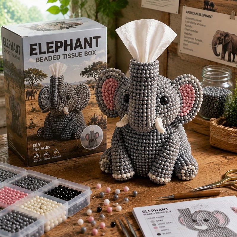 🔥Last Day 50% OFF 🦘Beaded Animal Tissue Box DIY Kit