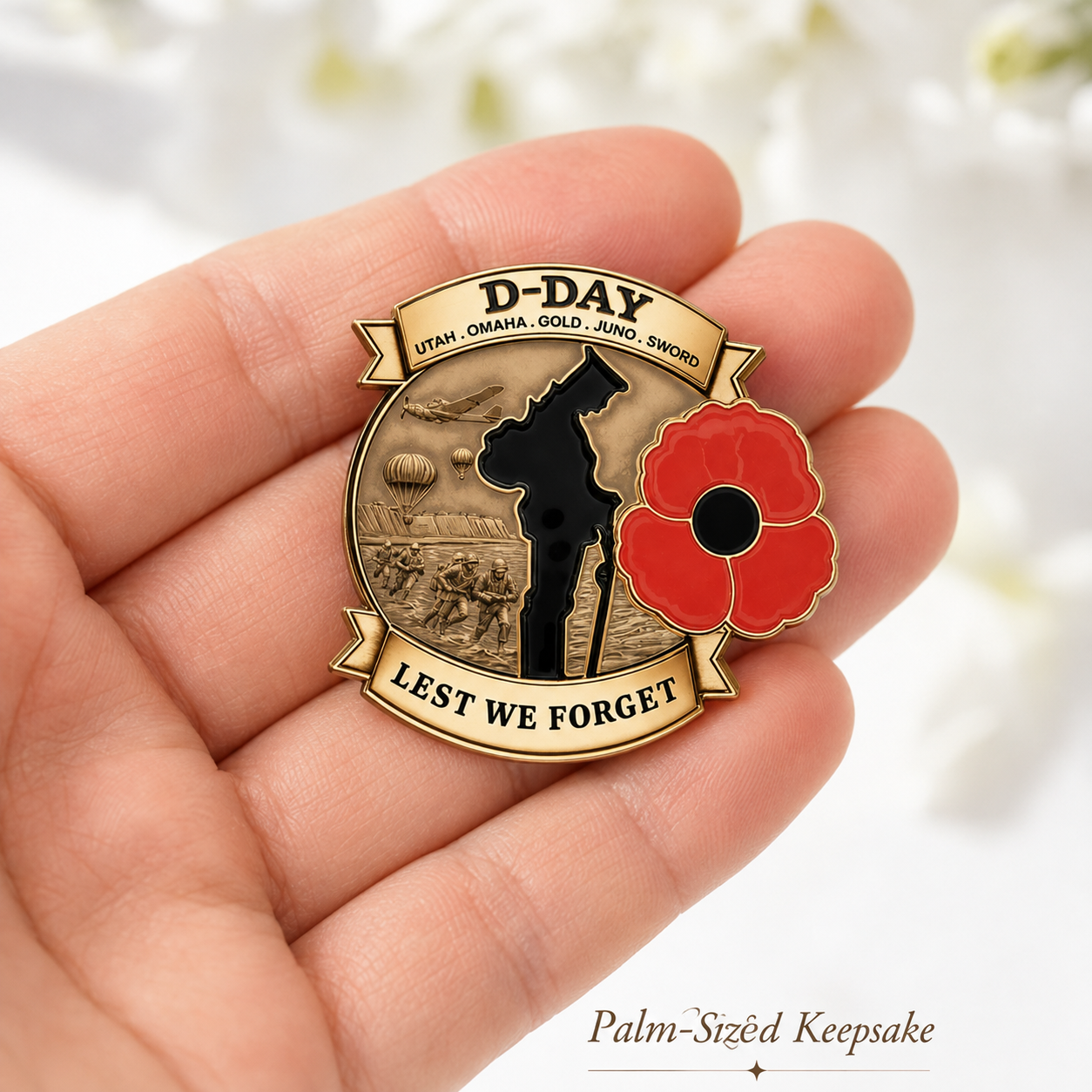 Honor Their Sacrifice 🌹 80th Anniversary Commemorative Brooch