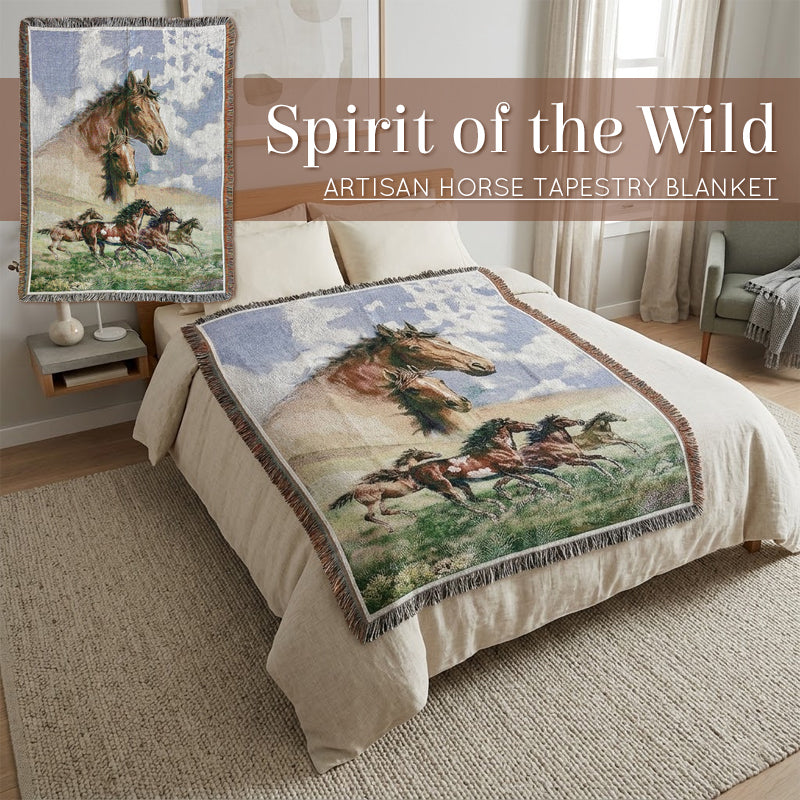 🐎 Spirit of the Wild: Artisan Horse Tapestry Blanket
