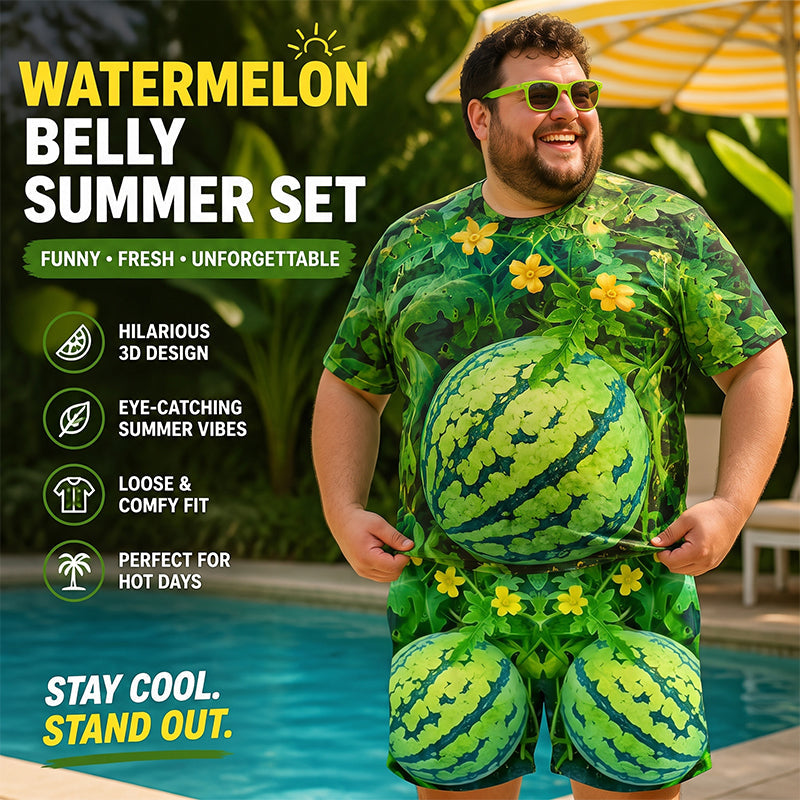 🍉 Funny Watermelon Print T-Shirt Set