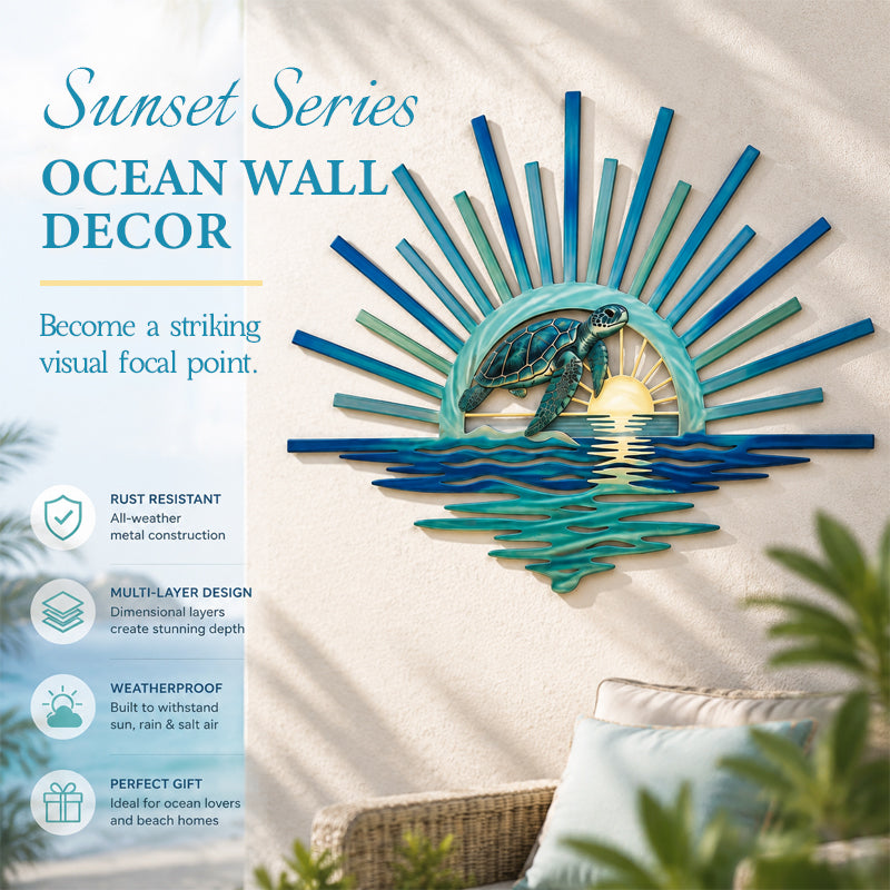 ⏳ Last Day 49% OFF – 🌊 Coastal Sunrise Metal Wall Art🐚