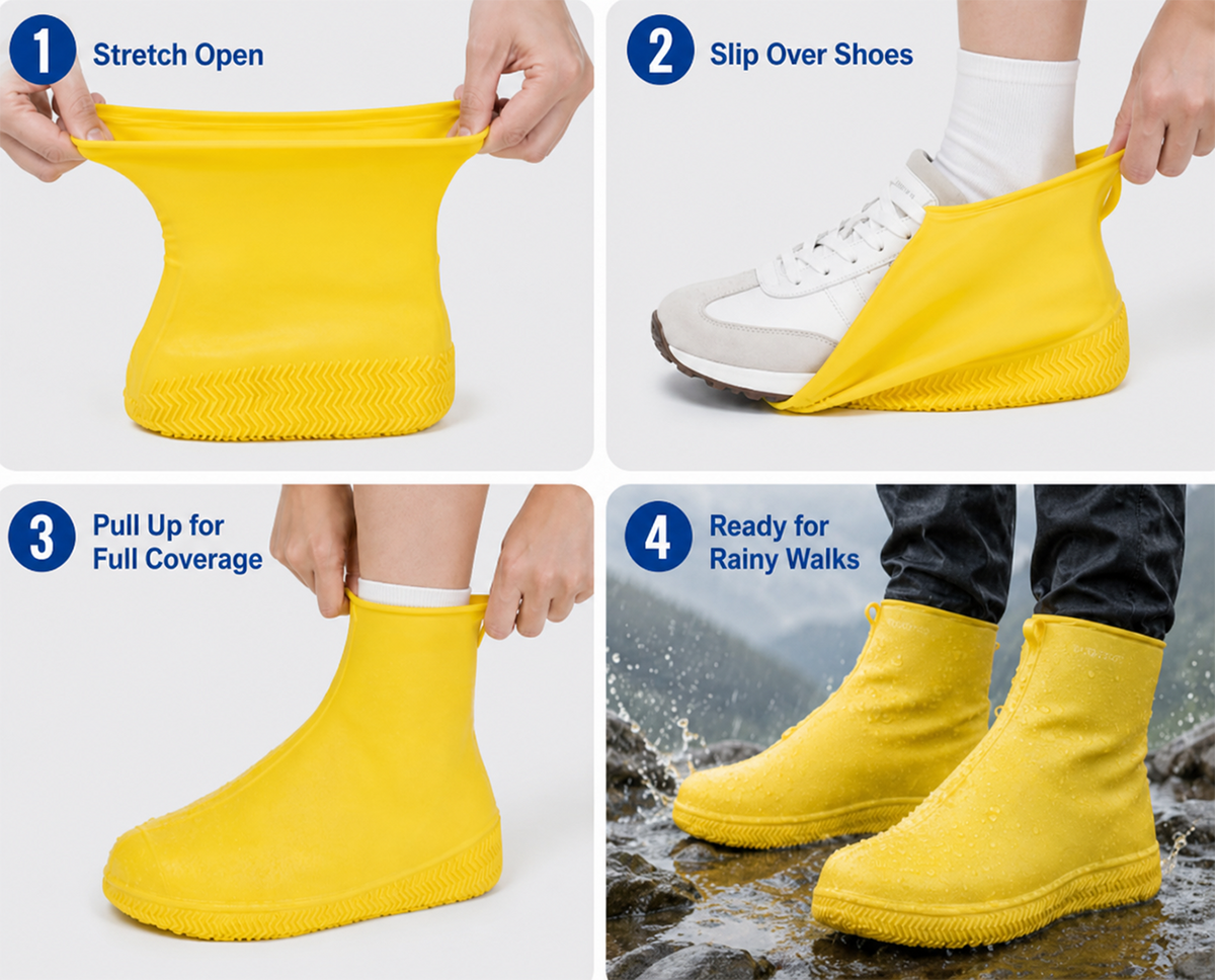 👟💧 Ultra-durable rain shoe covers — Waterproof, non-slip and foldable, for your outdoor adventures