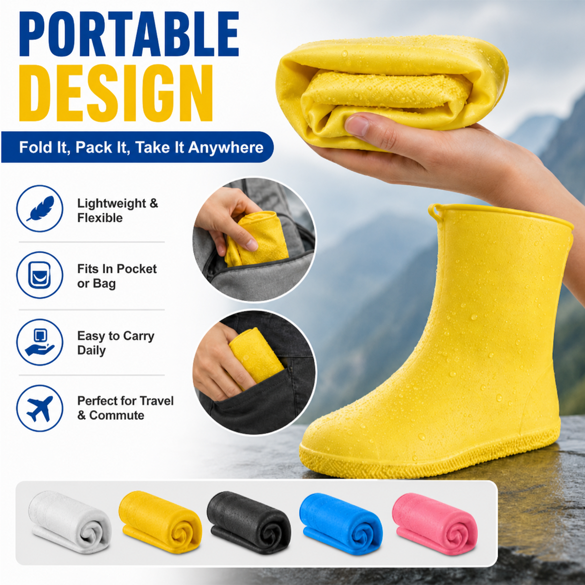 👟💧 Ultra-durable rain shoe covers — Waterproof, non-slip and foldable, for your outdoor adventures