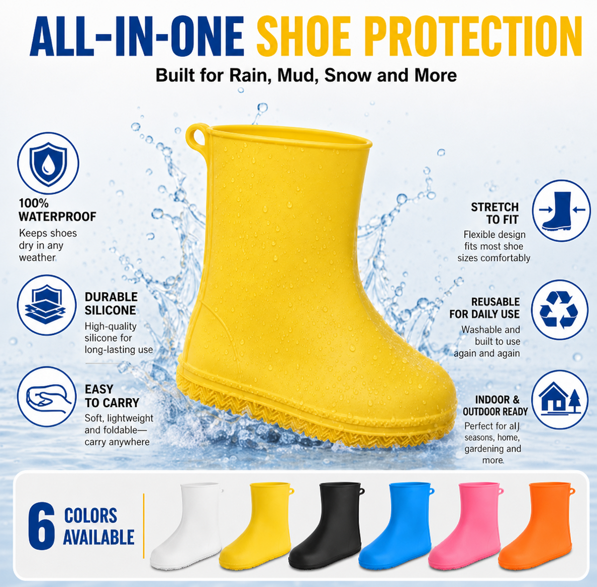 👟💧 Ultra-durable rain shoe covers — Waterproof, non-slip and foldable, for your outdoor adventures