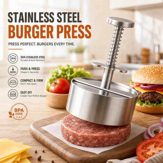 304 Stainless Steel Burger Press - Perfect Patties Every Time!