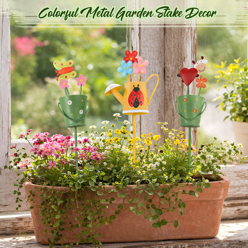 🌸 Colorful Metal Garden Stake Decor
