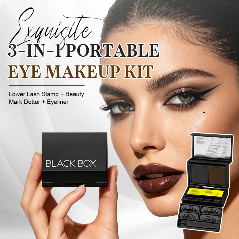 3-in-1 Portable Eye Makeup Kit: Lower Lash Stamp + Beauty Mark Dotter + Eyeliner