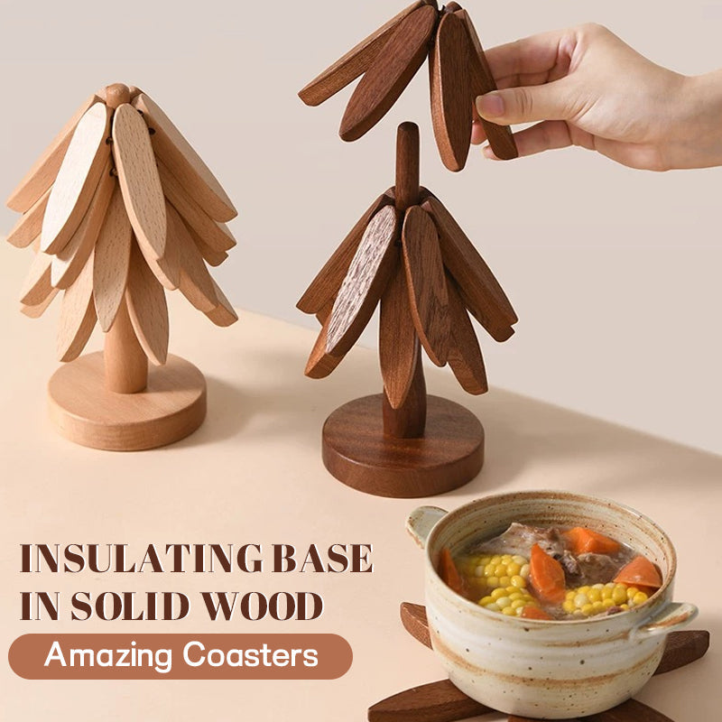 Premium Heat-Resistant Natural Wooden Trivet Set for Hot Dishes