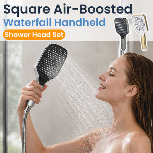 Square Air-Boosted Waterfall Handheld Shower Head 🚿
