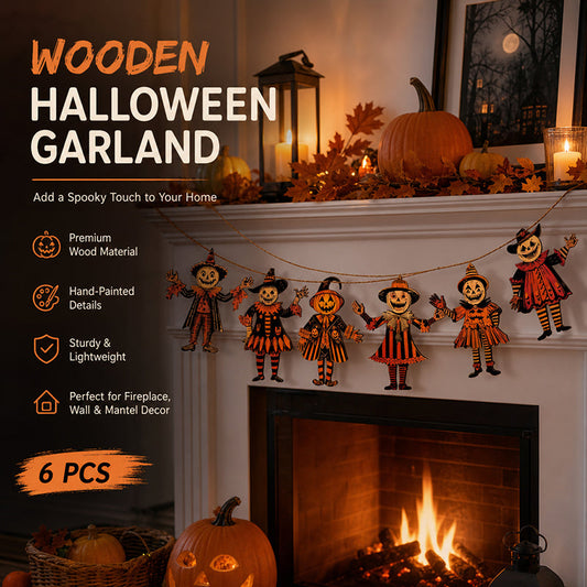 Vintage Halloween Wooden Wall Hanging Set